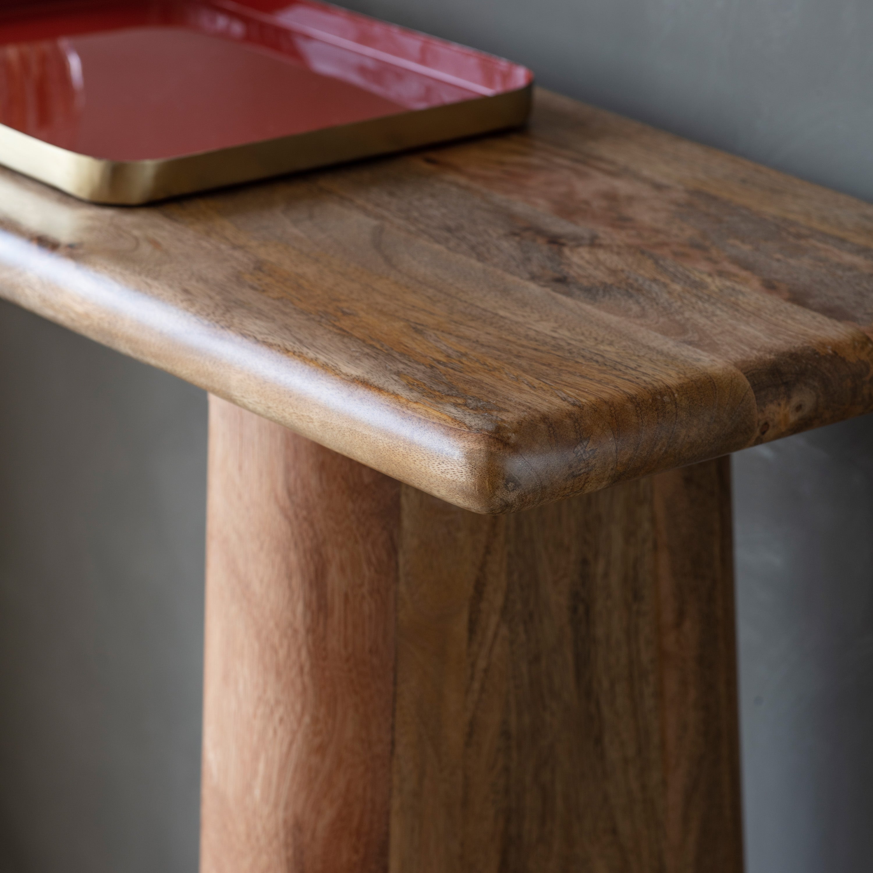 Hoffler Soft Curved Solid Mango Wood Console Table